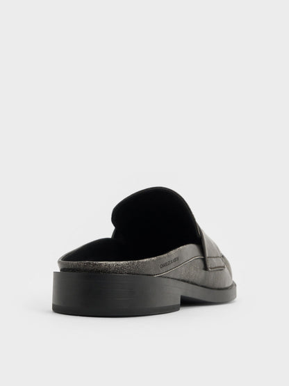 Dylan Penny Loafer Mules - Grey | CHARLES & KEITH