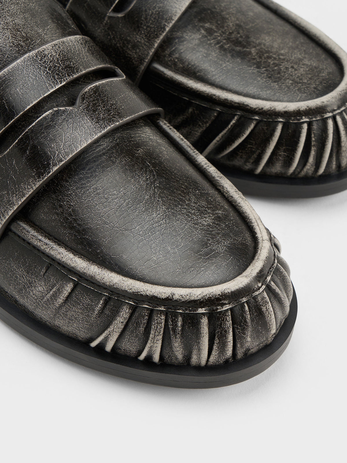 Dylan Penny Loafer Mules - Grey | CHARLES & KEITH