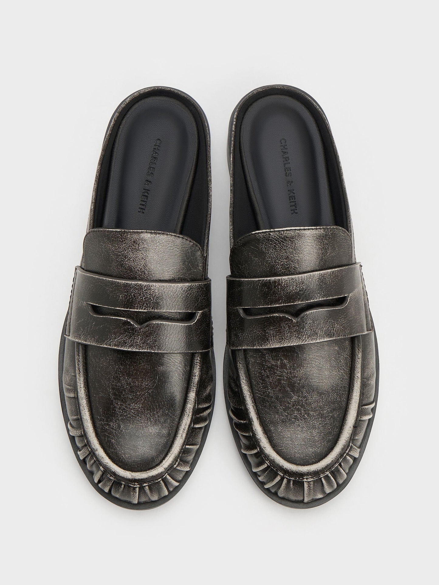 Dylan Penny Loafer Mules - Grey | CHARLES & KEITH