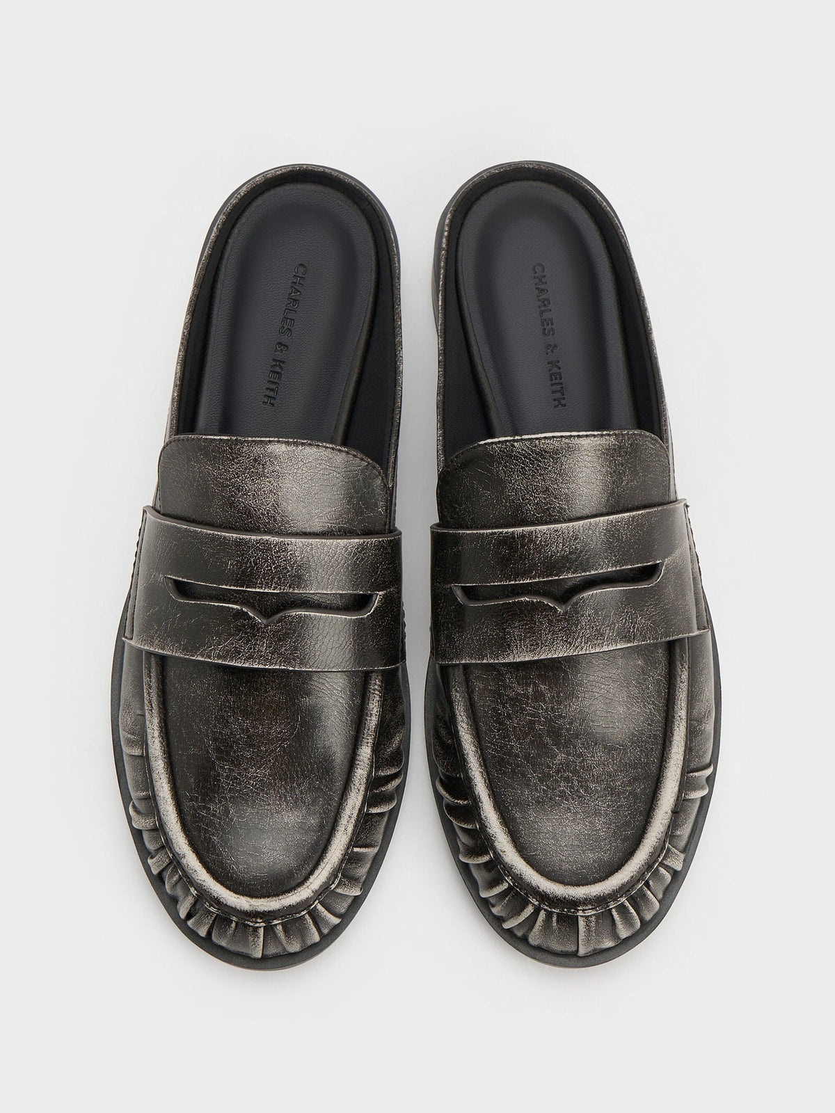 Dylan Penny Loafer Mules - Grey | CHARLES & KEITH