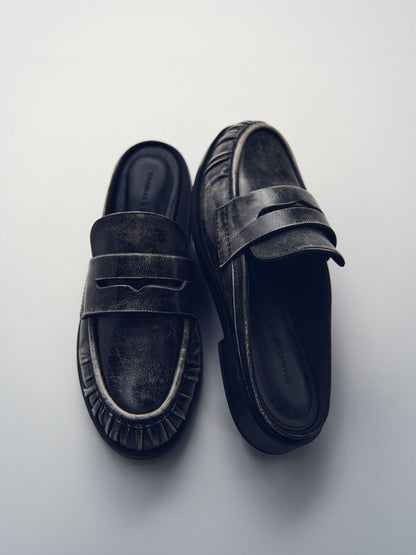 Dylan Penny Loafer Mules - Grey | CHARLES & KEITH