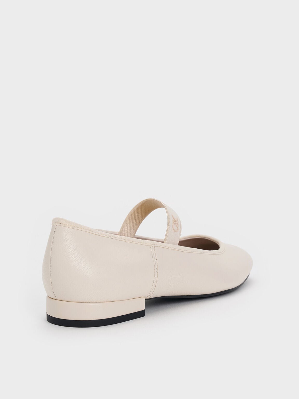 Leather Mary Jane Flats - Chalk | CHARLES & KEITH