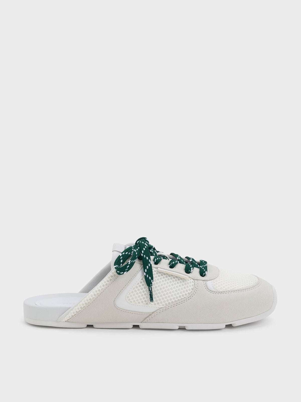 Mesh Lace-Up Sneaker Mules - White | CHARLES & KEITH