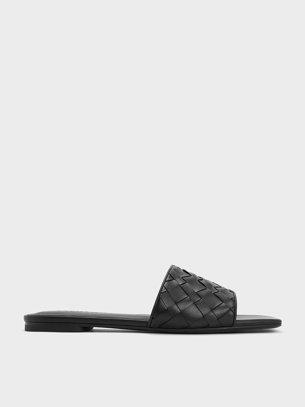 Ivette Woven Slide Sandals - Black | CHARLES & KEITH