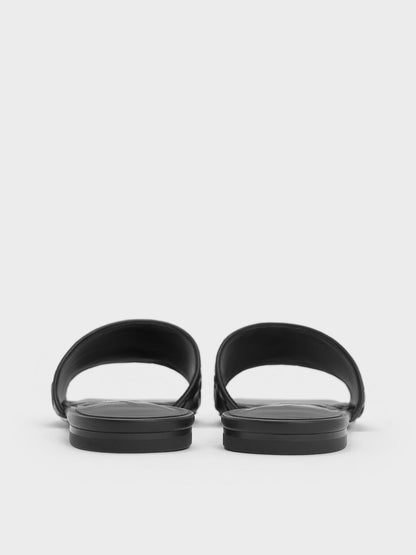 Ivette Woven Slide Sandals - Black | CHARLES & KEITH