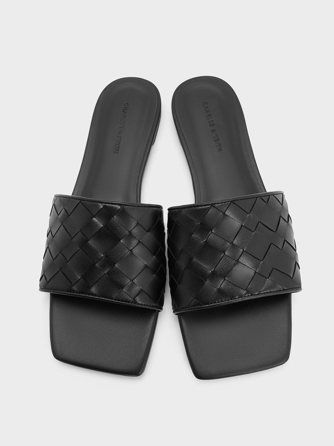 Ivette Woven Slide Sandals - Black | CHARLES & KEITH