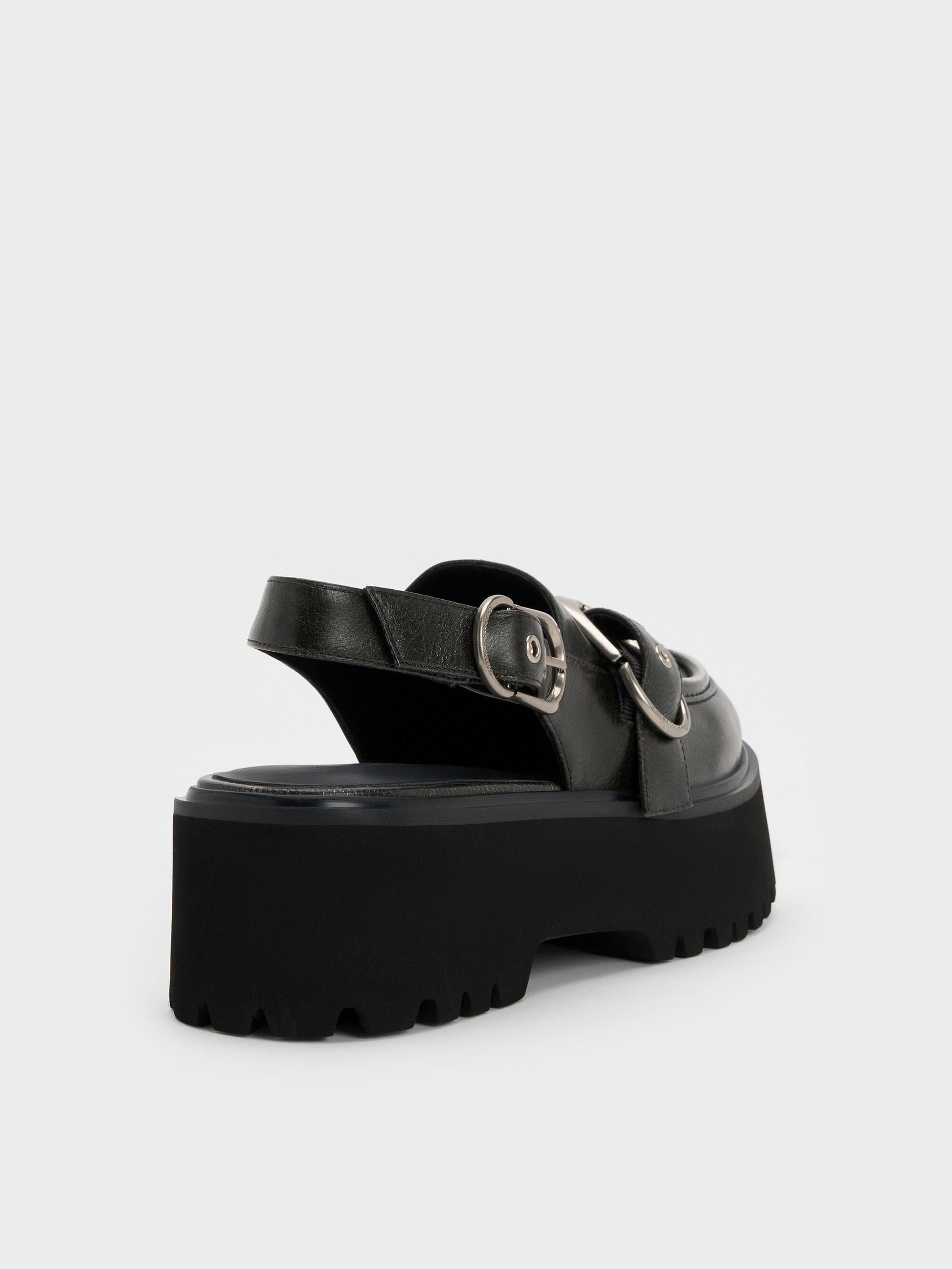 Eliot Platform Slingback Loafers - Grey | CHARLES & KEITH