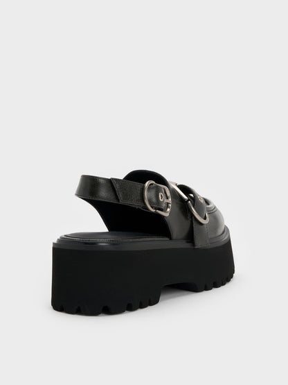 Eliot Platform Slingback Loafers - Grey | CHARLES & KEITH