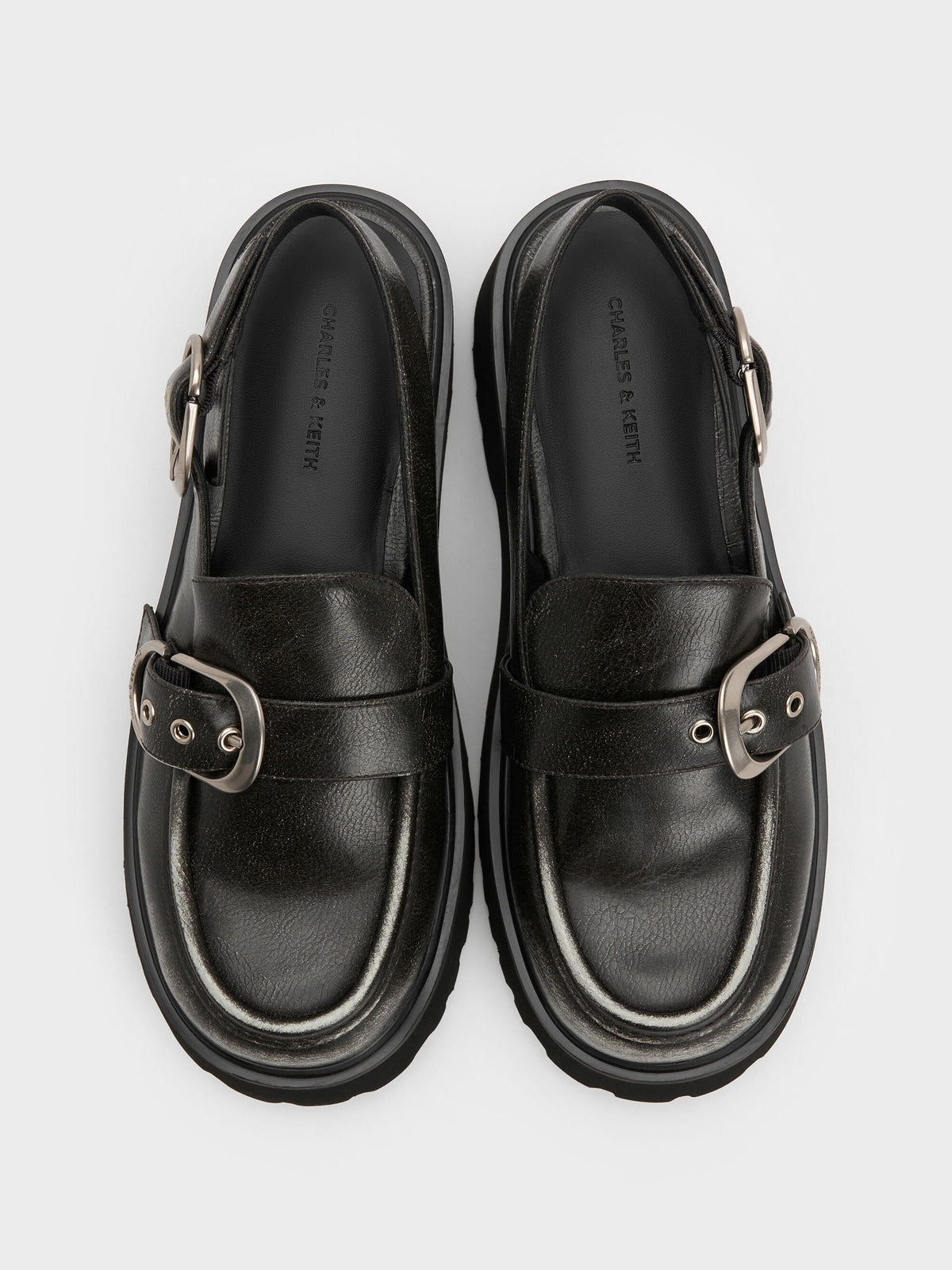 Eliot Platform Slingback Loafers - Grey | CHARLES & KEITH