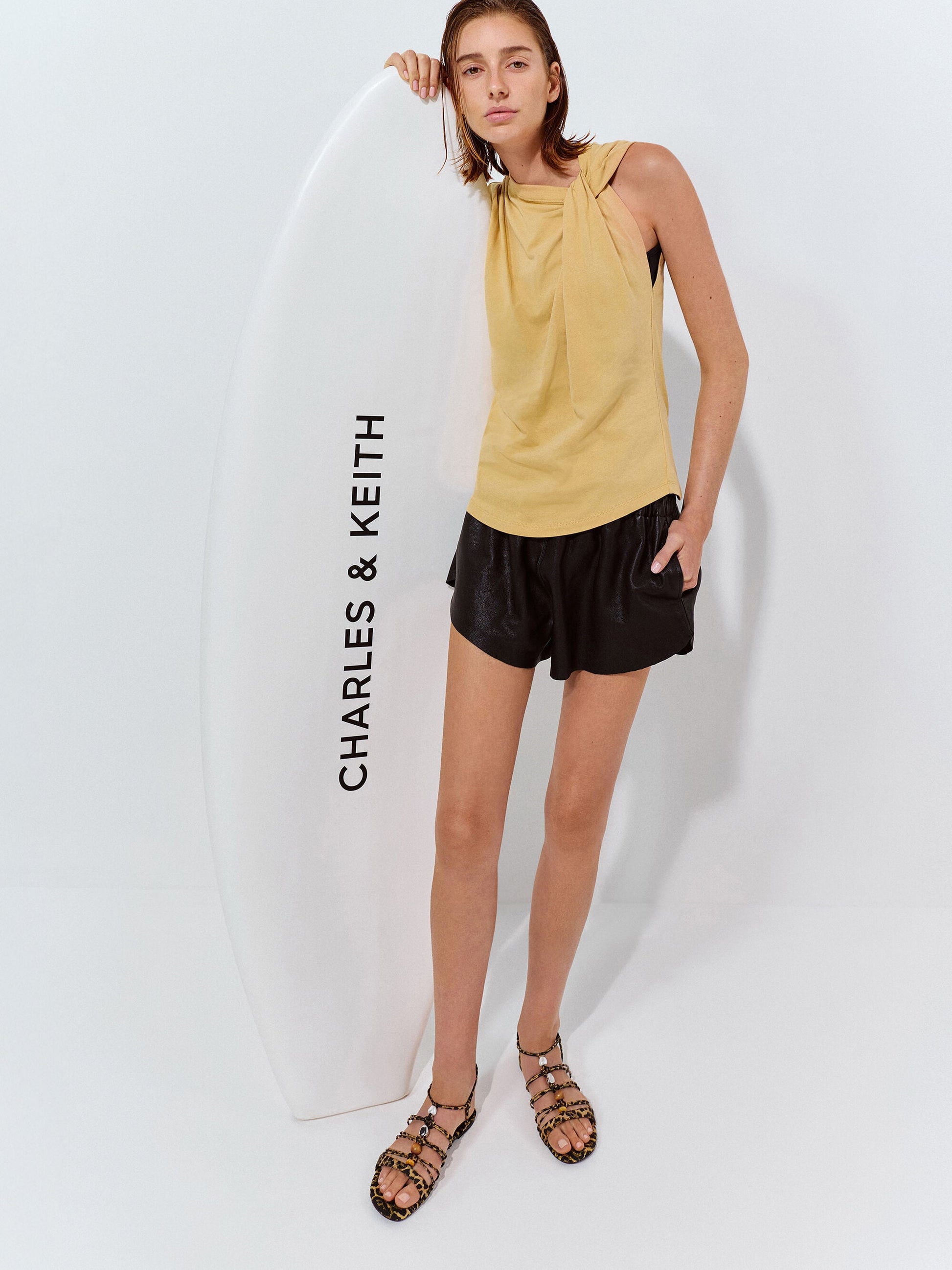Georgie Leopard-Print Bead Strappy Sandals - Animal Print Natural | CHARLES & KEITH