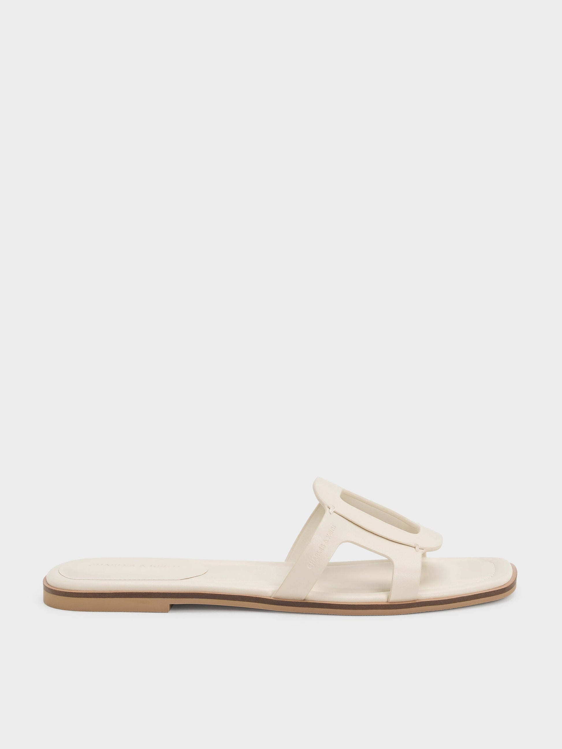 Easley Cut-Out Slide Sandals - Chalk | CHARLES & KEITH