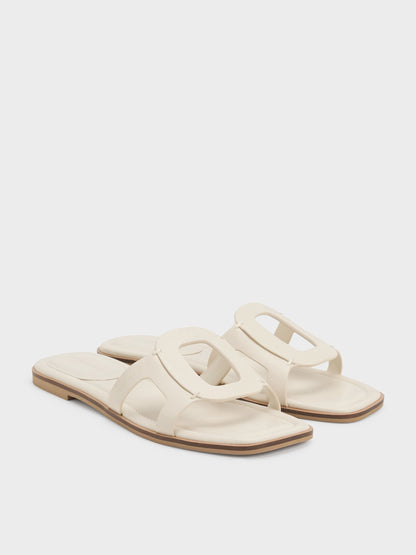 Easley Cut-Out Slide Sandals - Chalk | CHARLES & KEITH