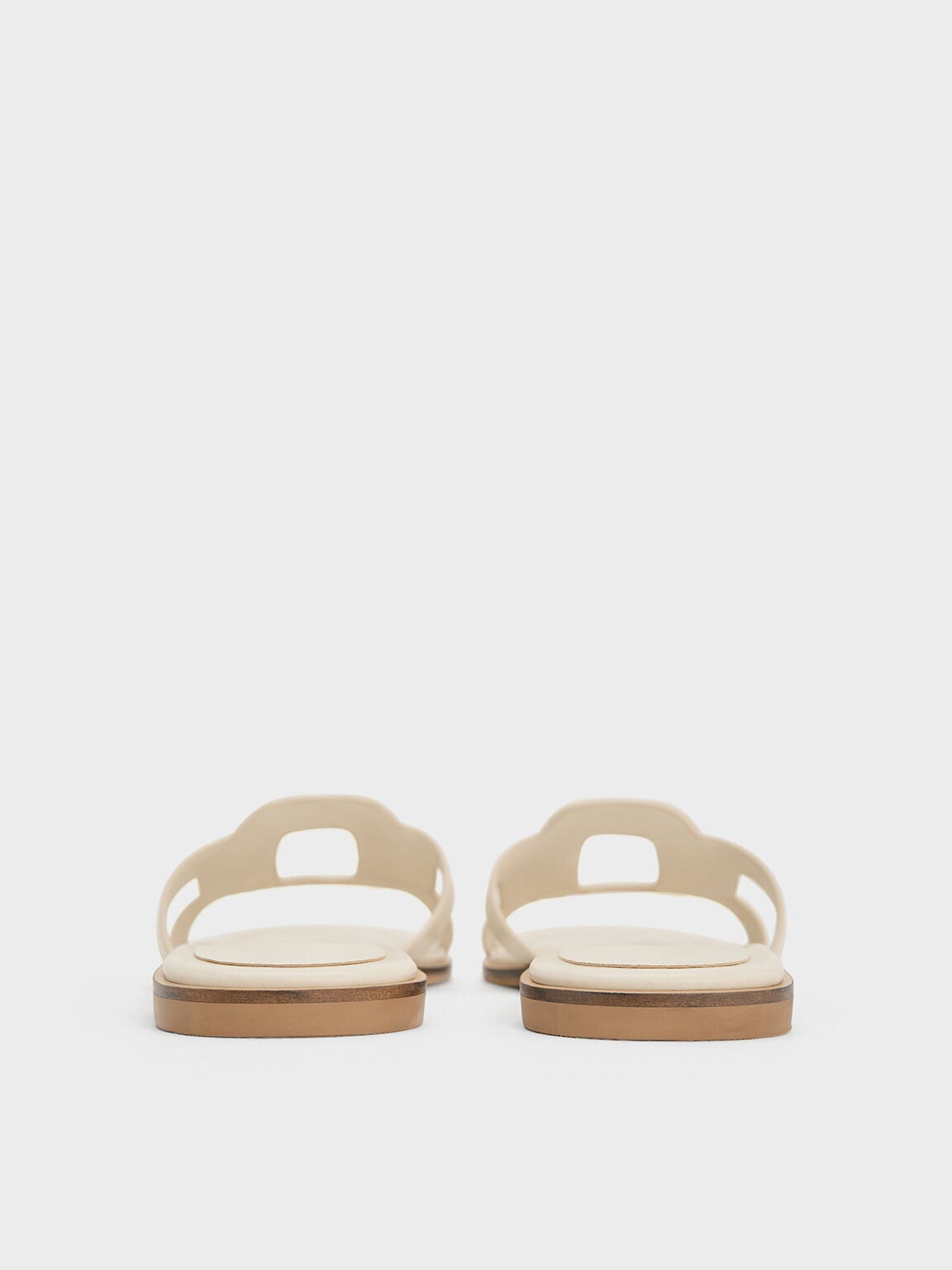 Easley Cut-Out Slide Sandals - Chalk | CHARLES & KEITH