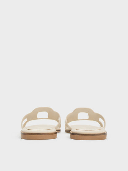 Easley Cut-Out Slide Sandals - Chalk | CHARLES & KEITH