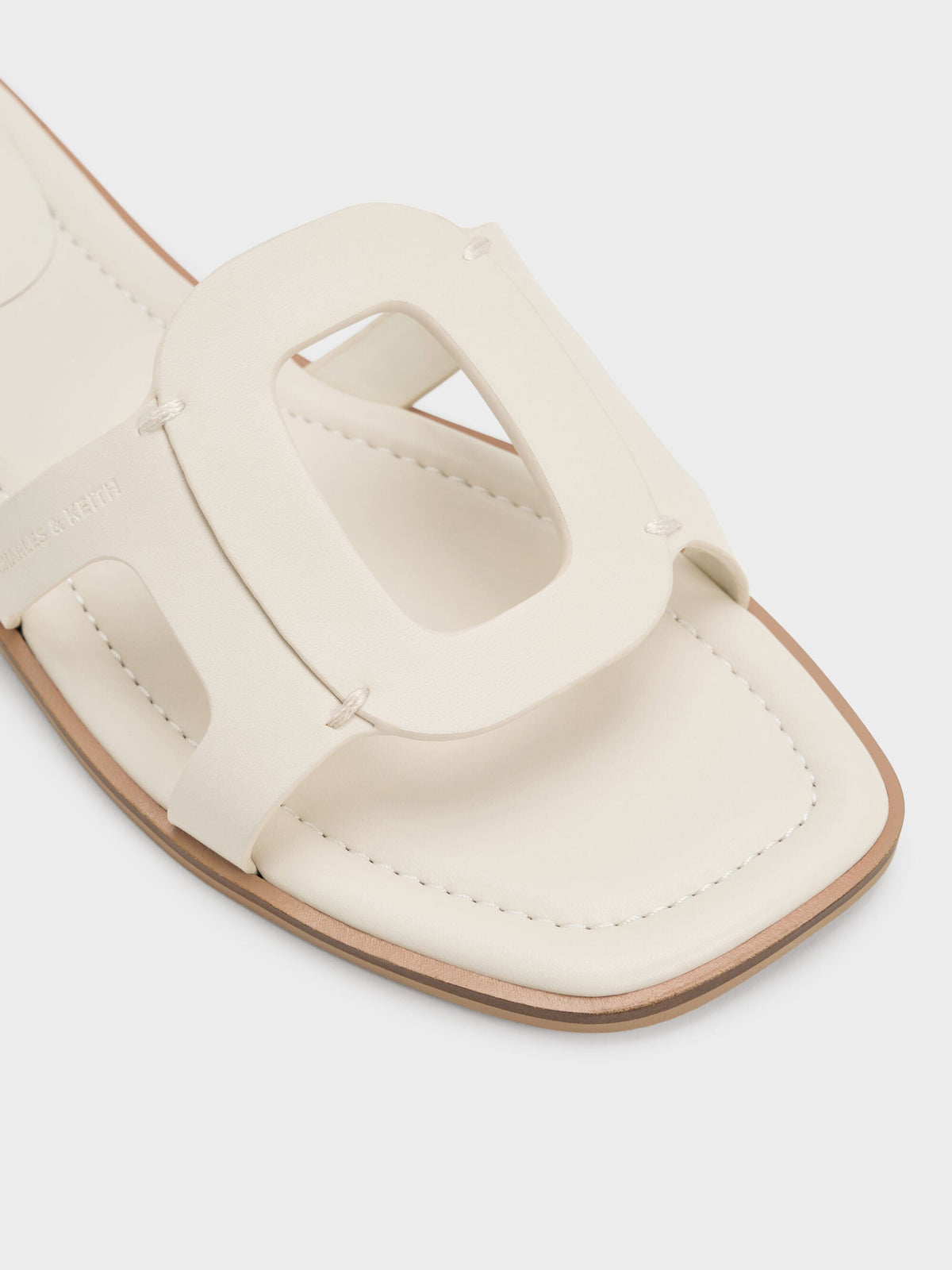 Easley Cut-Out Slide Sandals - Chalk | CHARLES & KEITH