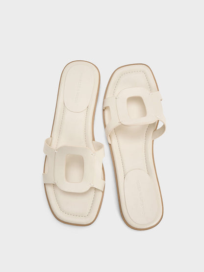 Easley Cut-Out Slide Sandals - Chalk | CHARLES & KEITH