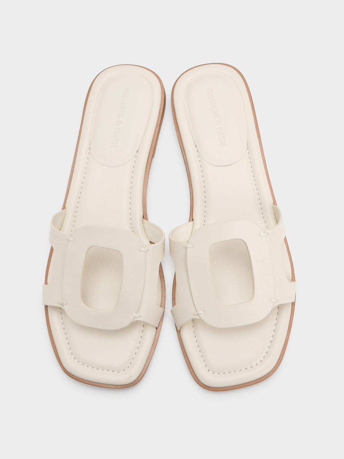 Easley Cut-Out Slide Sandals - Chalk | CHARLES & KEITH