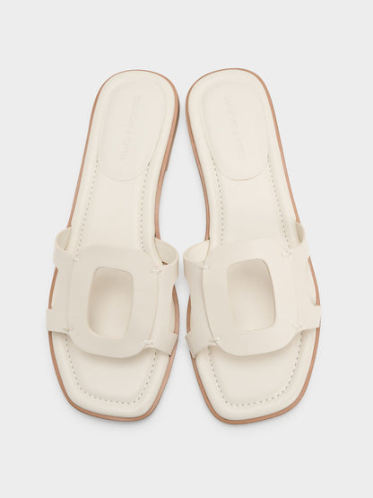 Easley Cut-Out Slide Sandals - Chalk | CHARLES & KEITH