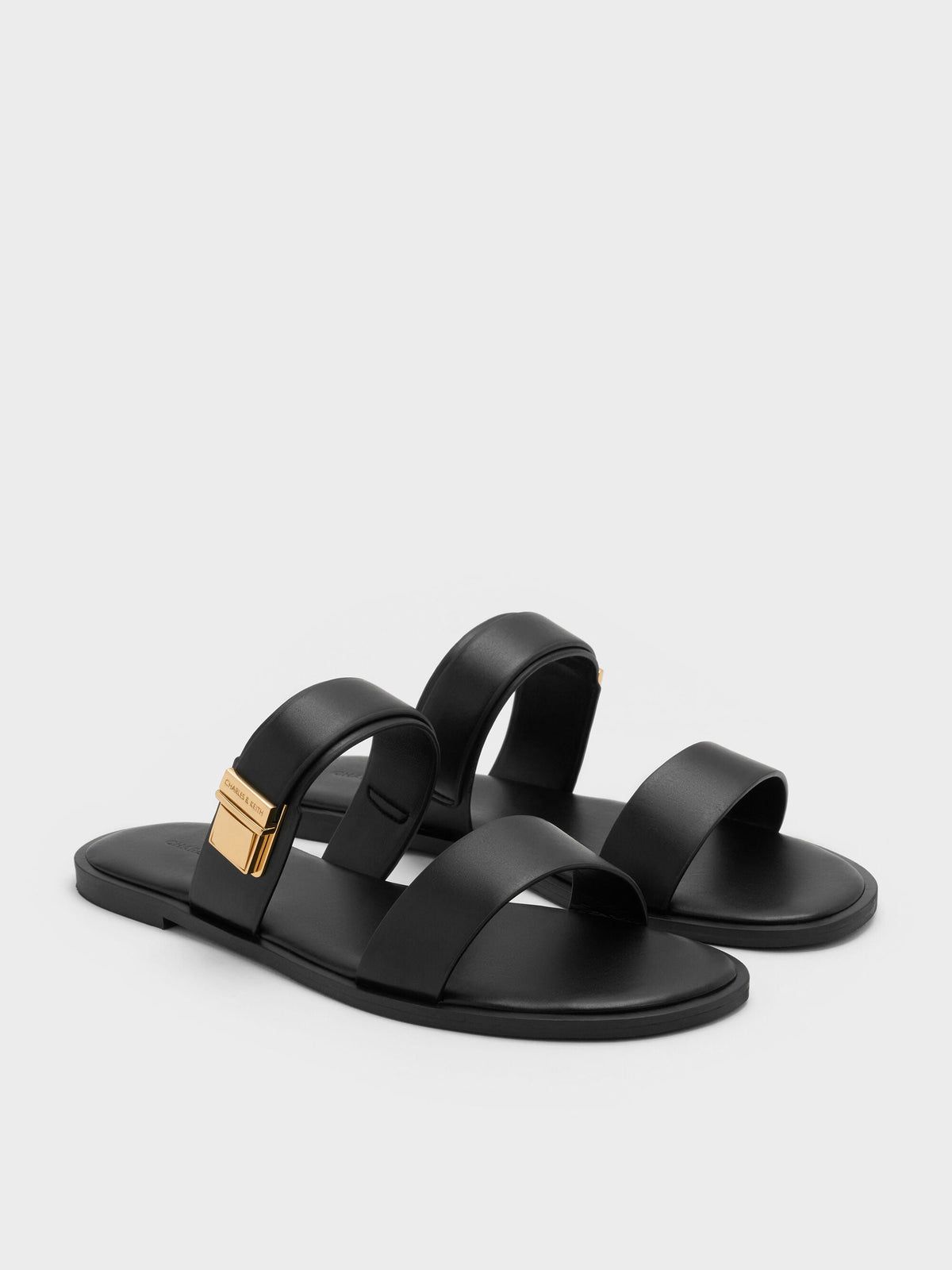 Dove Double-Strap Sandals - Black | CHARLES & KEITH