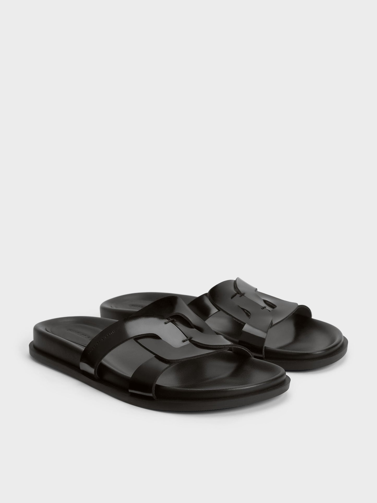 Fannie Interwoven Slide Sandals - Black Box | CHARLES & KEITH