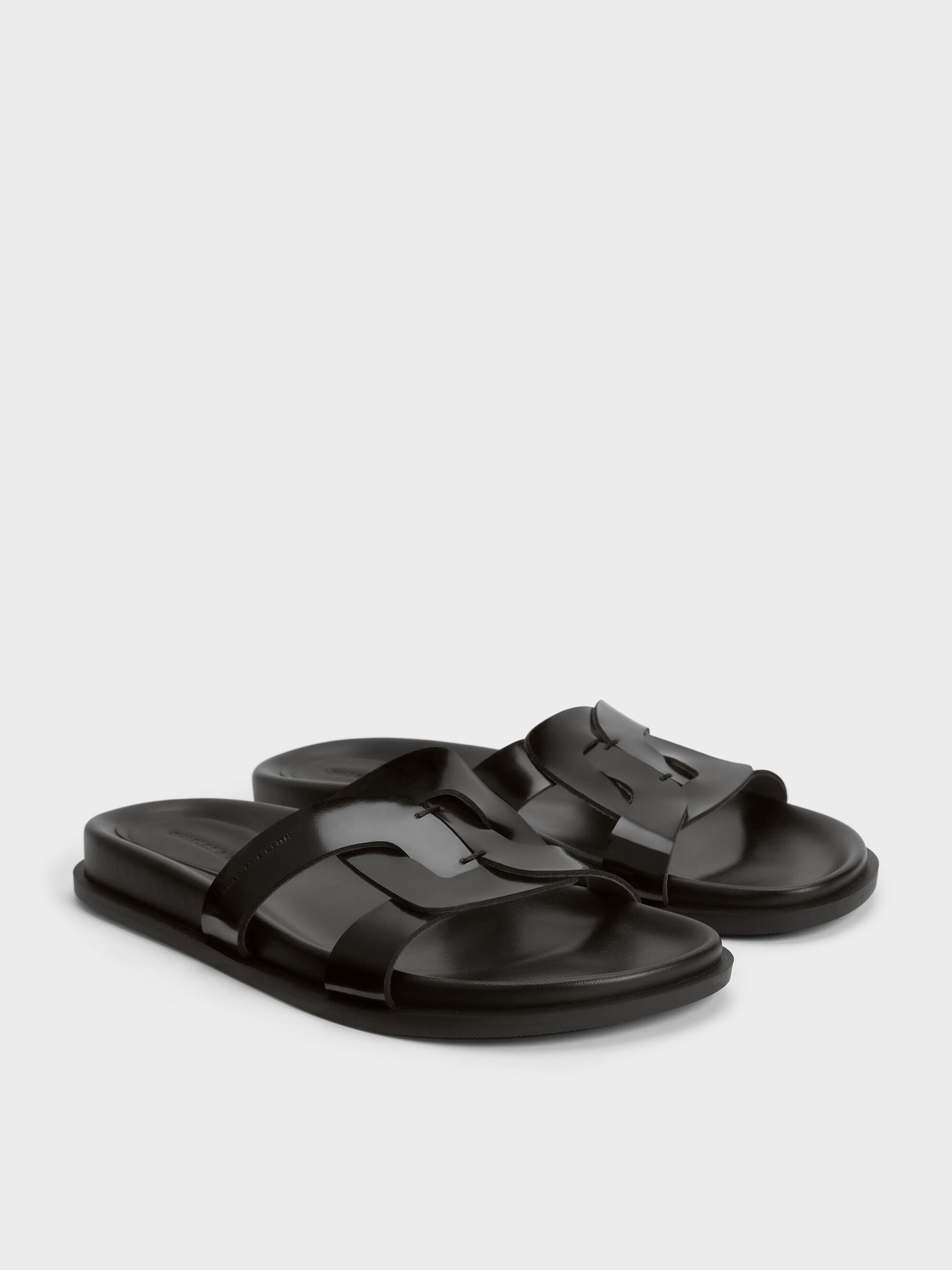 Fannie Interwoven Slide Sandals - Black Box | CHARLES & KEITH