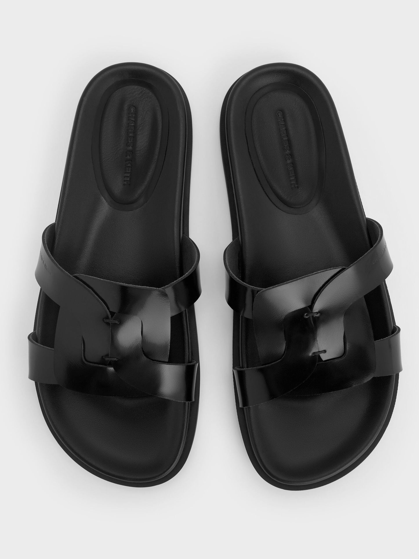 Fannie Interwoven Slide Sandals - Black Box | CHARLES & KEITH