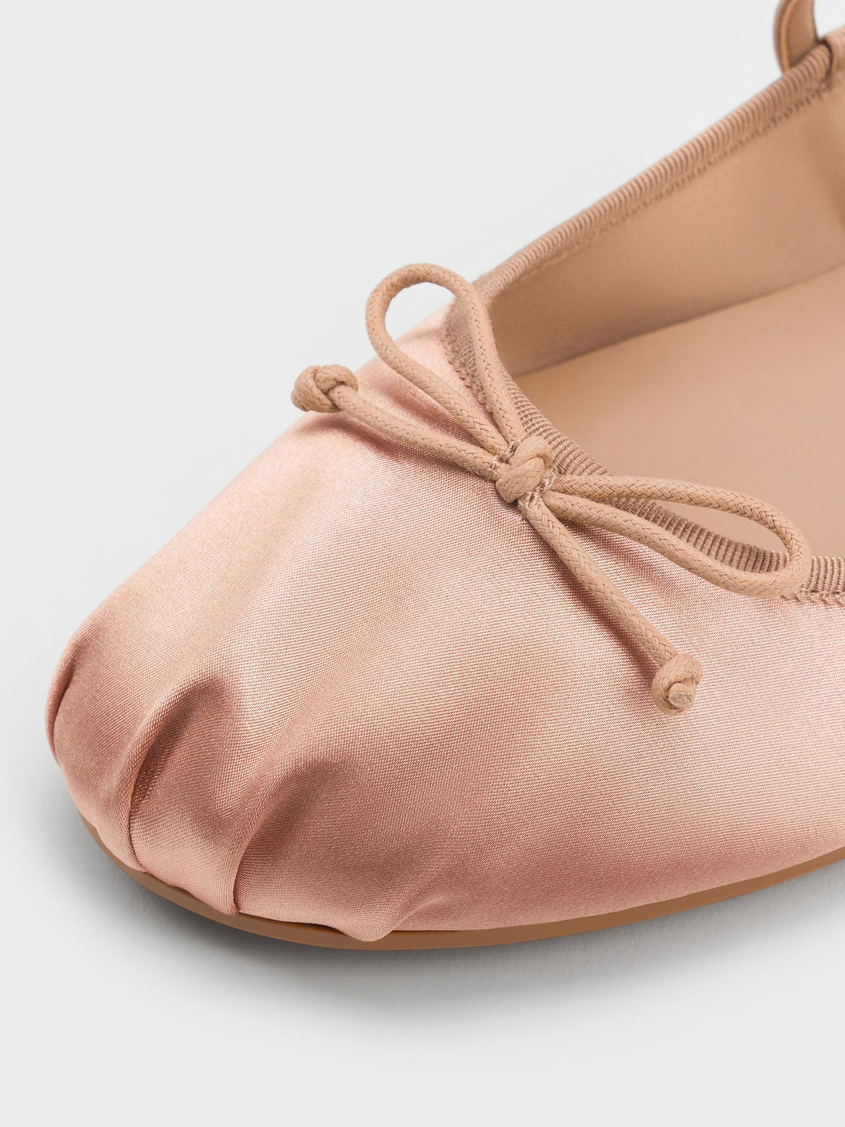 Emiko Satin Bow Mary Jane Flats - Nude | CHARLES & KEITH