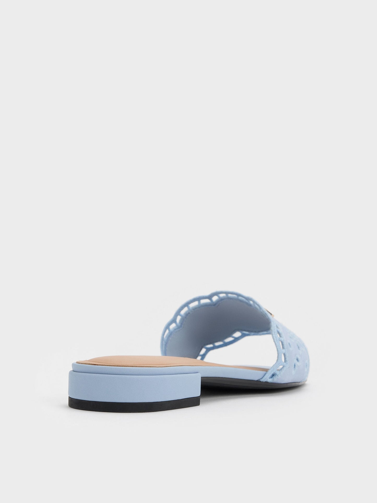 Leather Embroidered Slide Sandals - Light Blue | CHARLES & KEITH