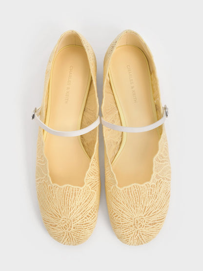 Meja Floral Mary Jane Flats - Yellow | CHARLES & KEITH