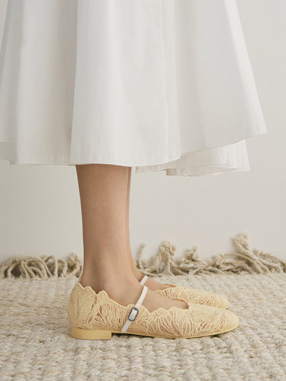 Meja Floral Mary Jane Flats - Yellow | CHARLES & KEITH