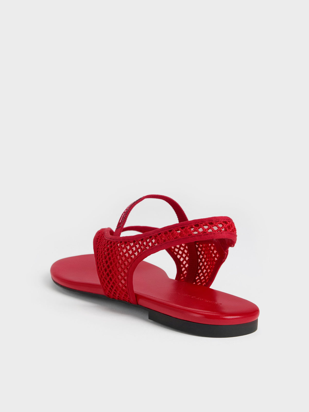 Ellory Mesh Thong Slingback Sandals - Red | CHARLES & KEITH