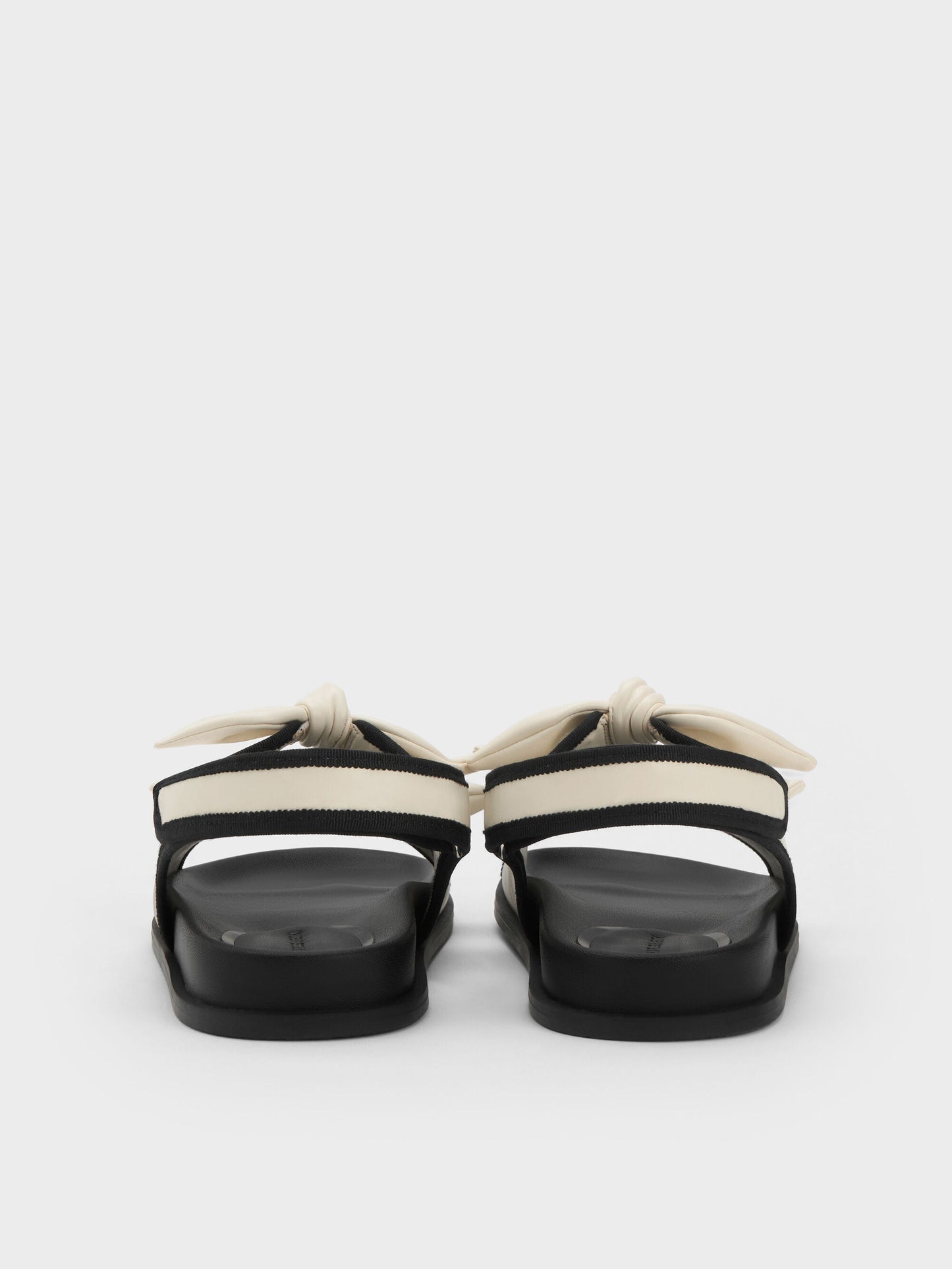 Contrast-Trim Knot-Bow Slingback Sandals - Chalk | CHARLES & KEITH