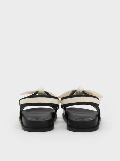 Contrast-Trim Knot-Bow Slingback Sandals - Chalk | CHARLES & KEITH