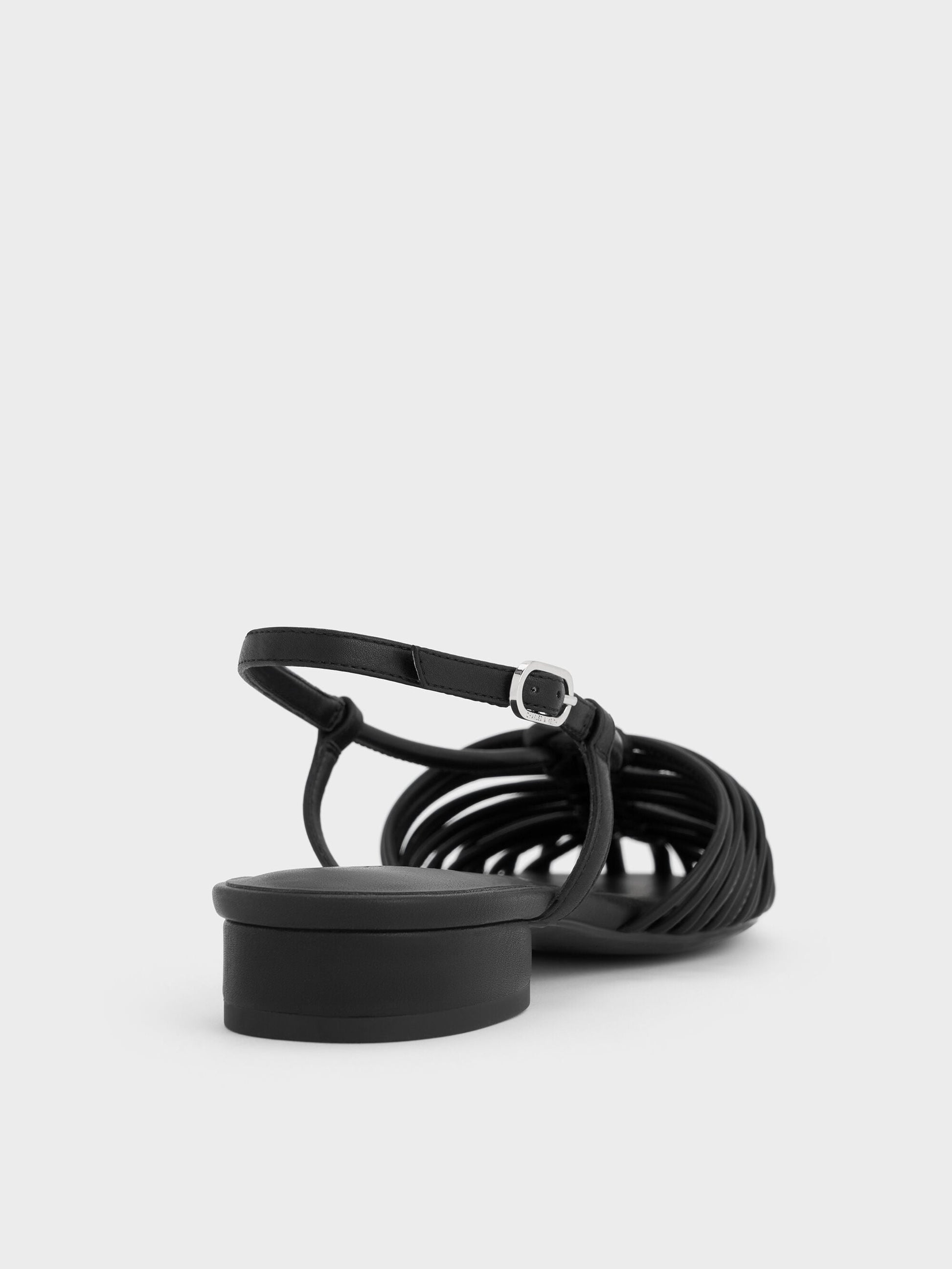 Linnea Woven Slingback Caged Sandals - Black | CHARLES & KEITH