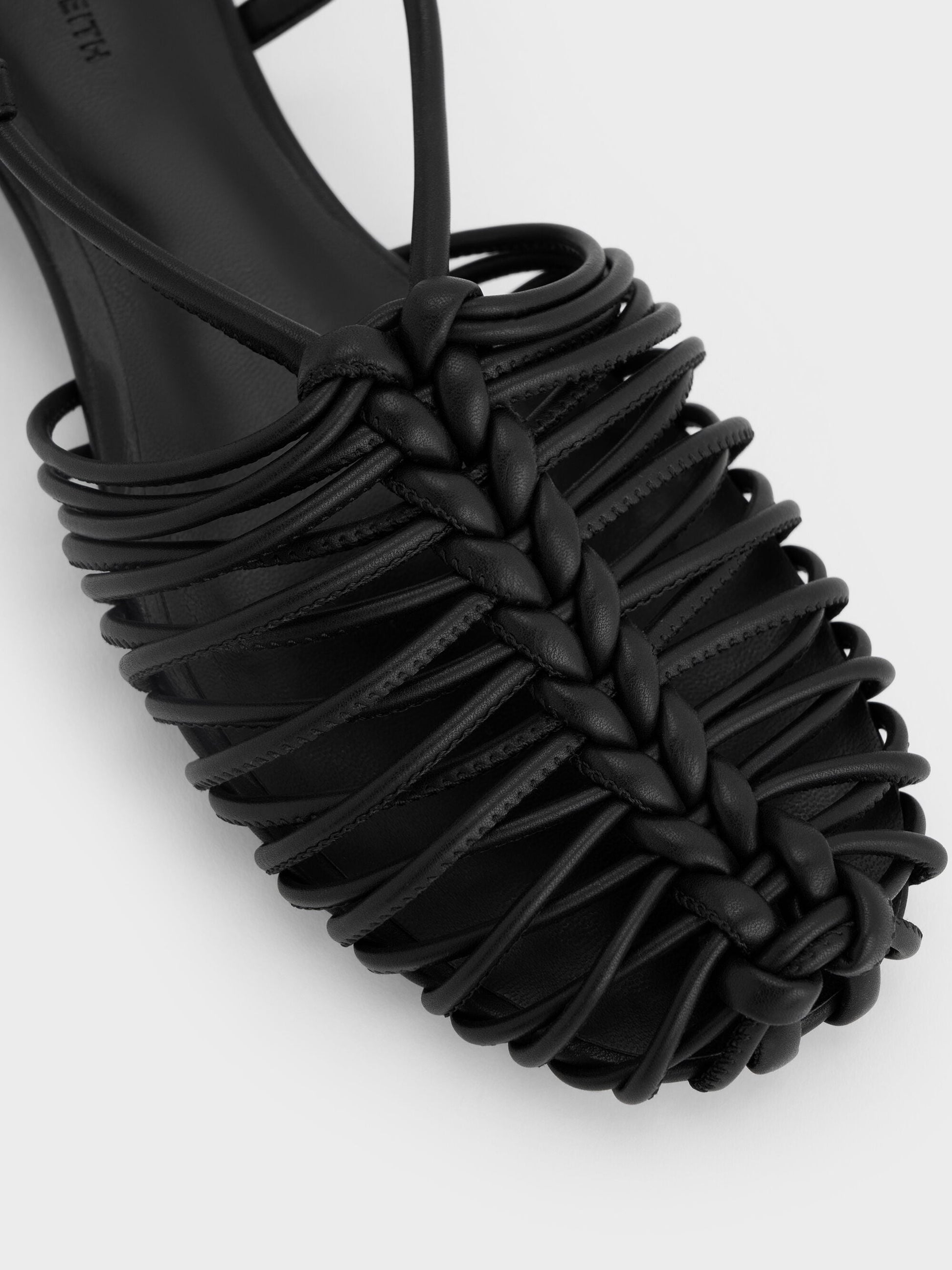 Linnea Woven Slingback Caged Sandals - Black | CHARLES & KEITH