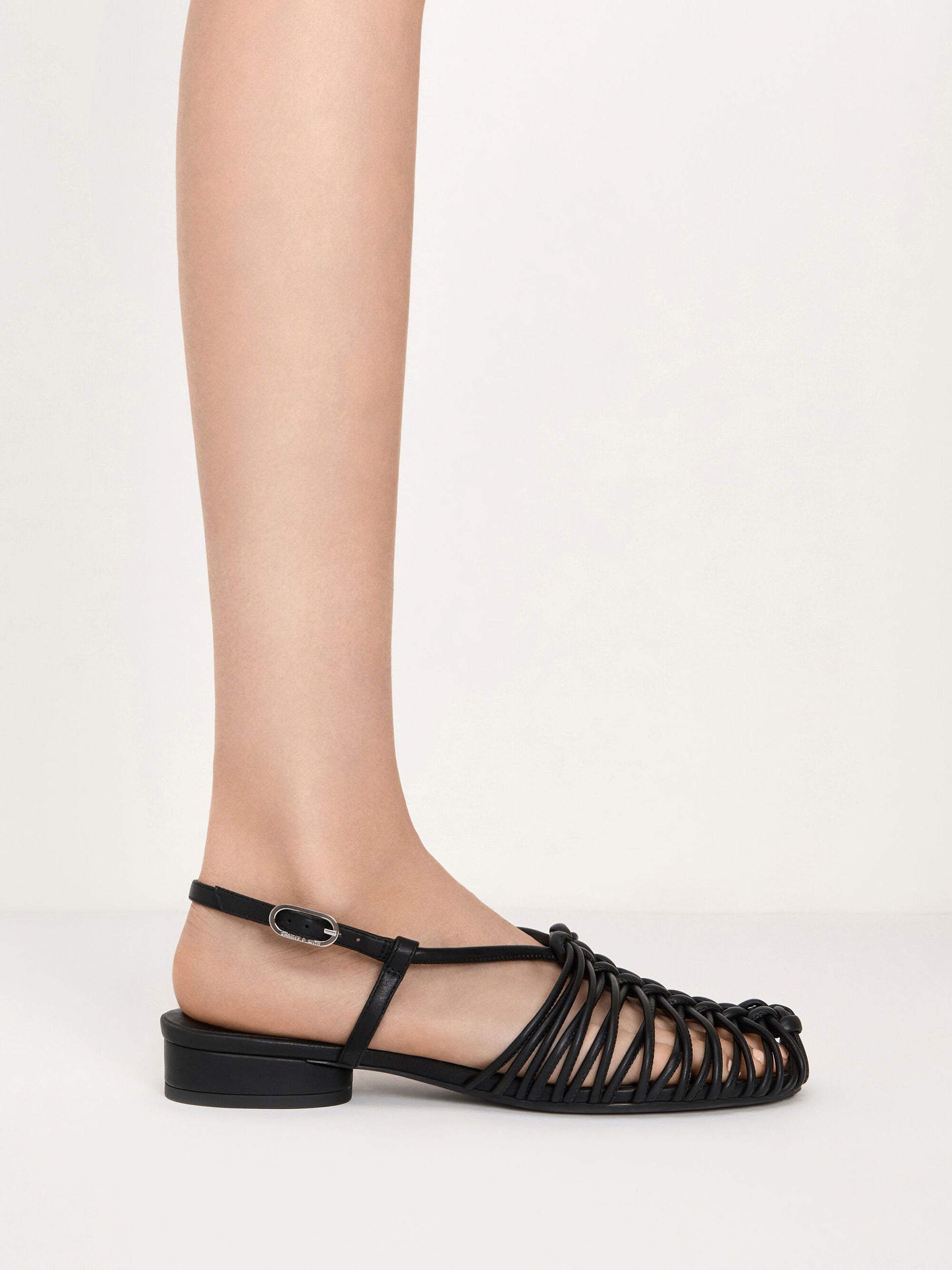 Linnea Woven Slingback Caged Sandals - Black | CHARLES & KEITH