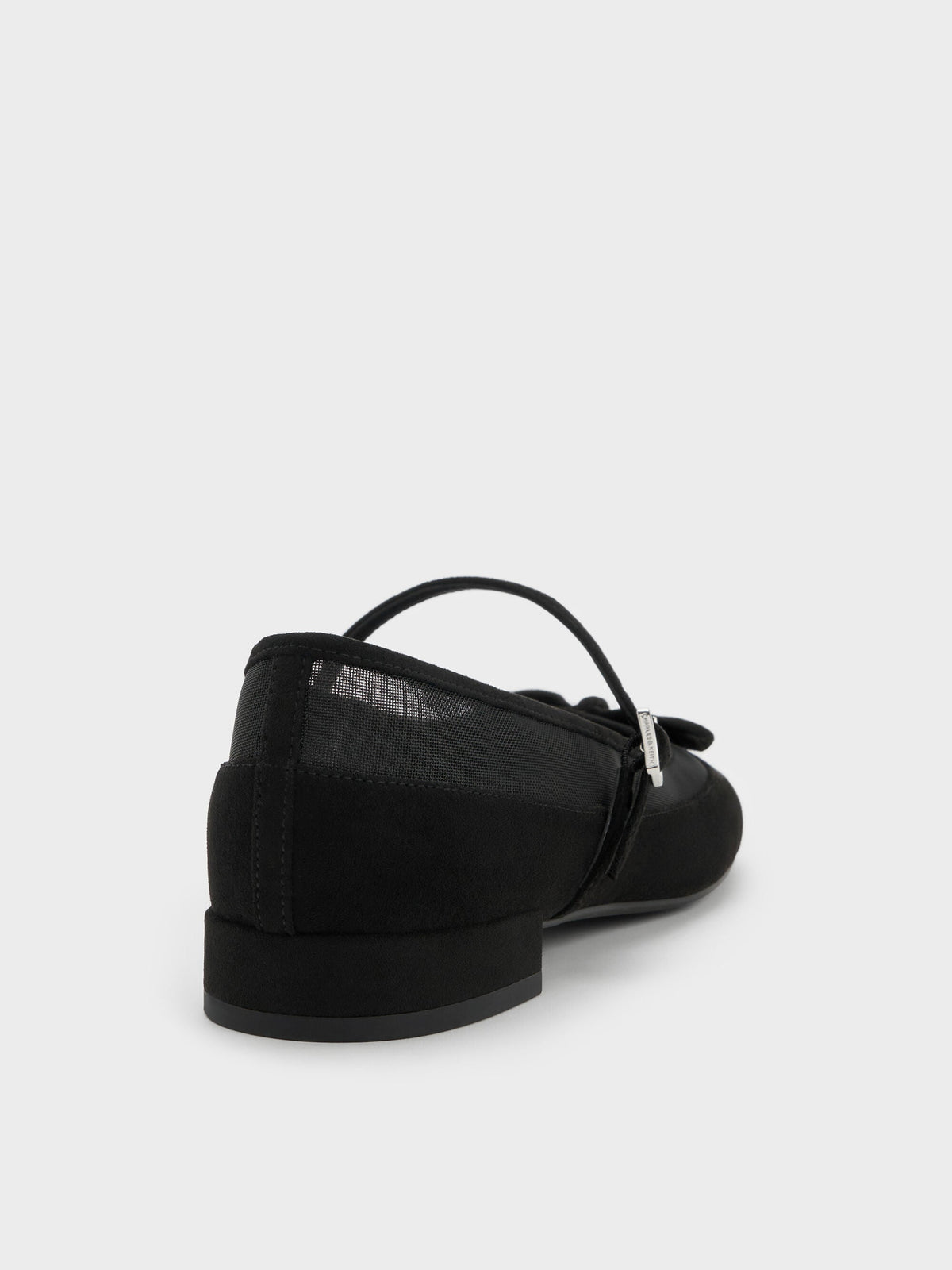 Mulligan Faux Suede & Mesh Mary Janes - Black Textured | CHARLES & KEITH