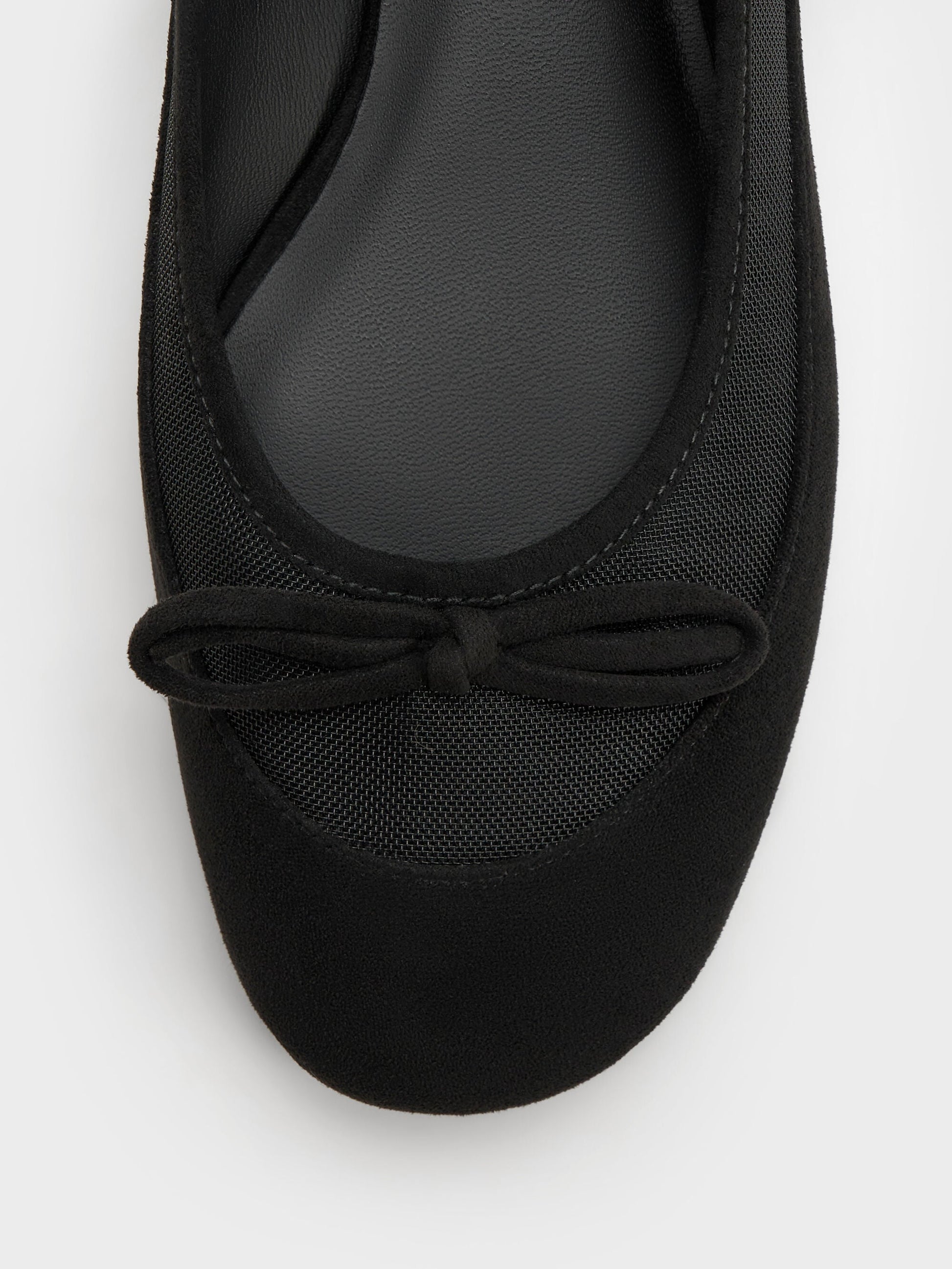 Mulligan Faux Suede & Mesh Mary Janes - Black Textured | CHARLES & KEITH