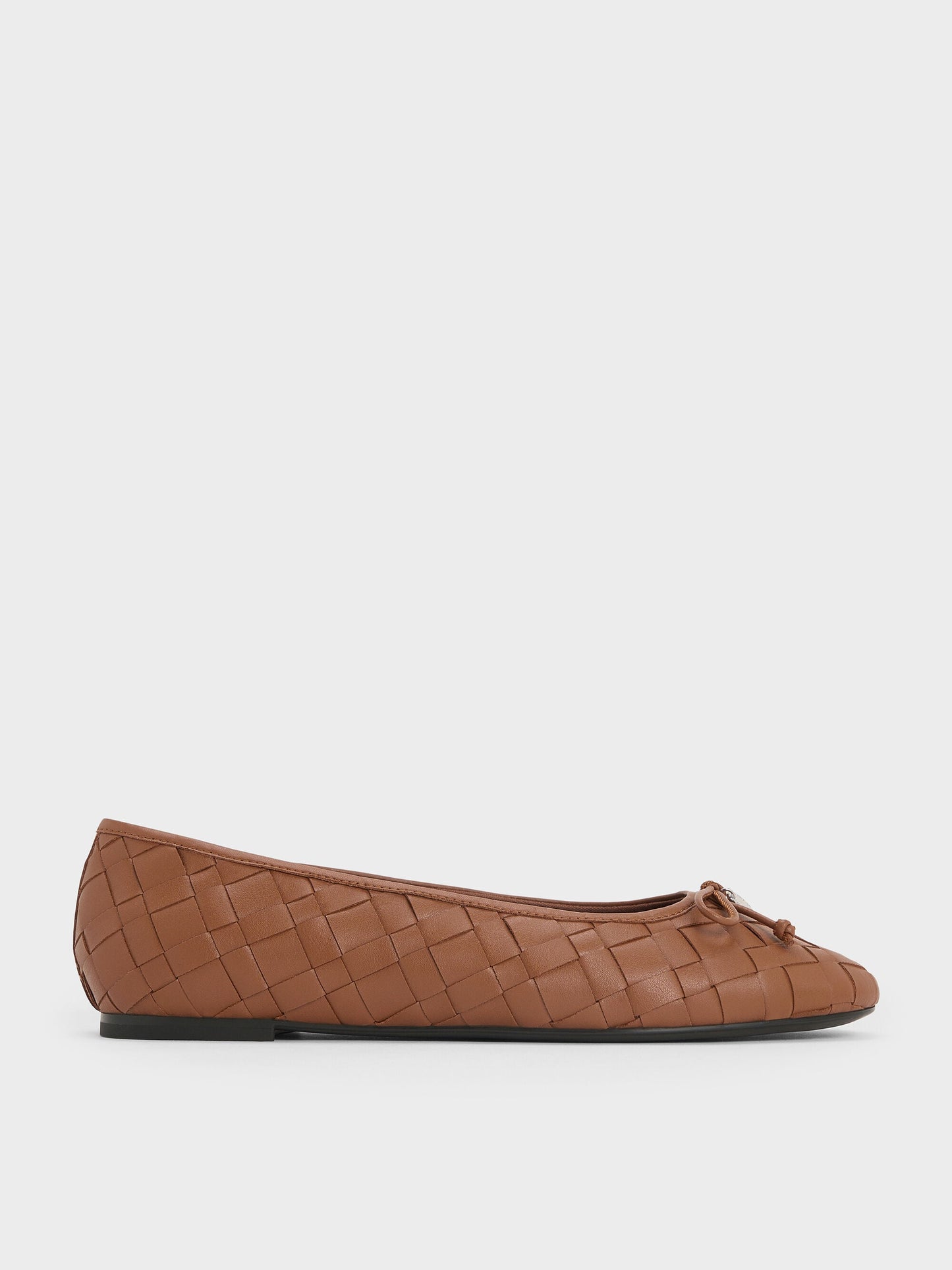 Ivette Woven Bow Ballet Flats - Brown | CHARLES & KEITH