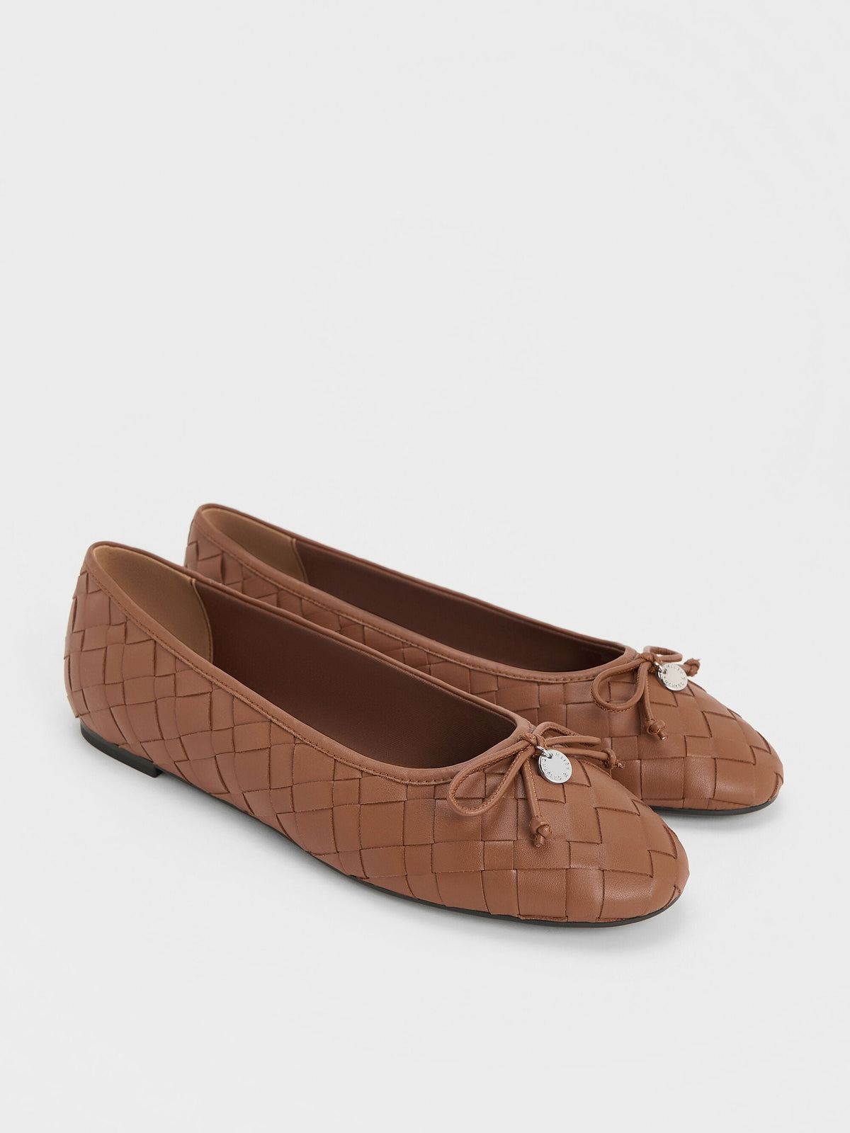 Ivette Woven Bow Ballet Flats - Brown | CHARLES & KEITH
