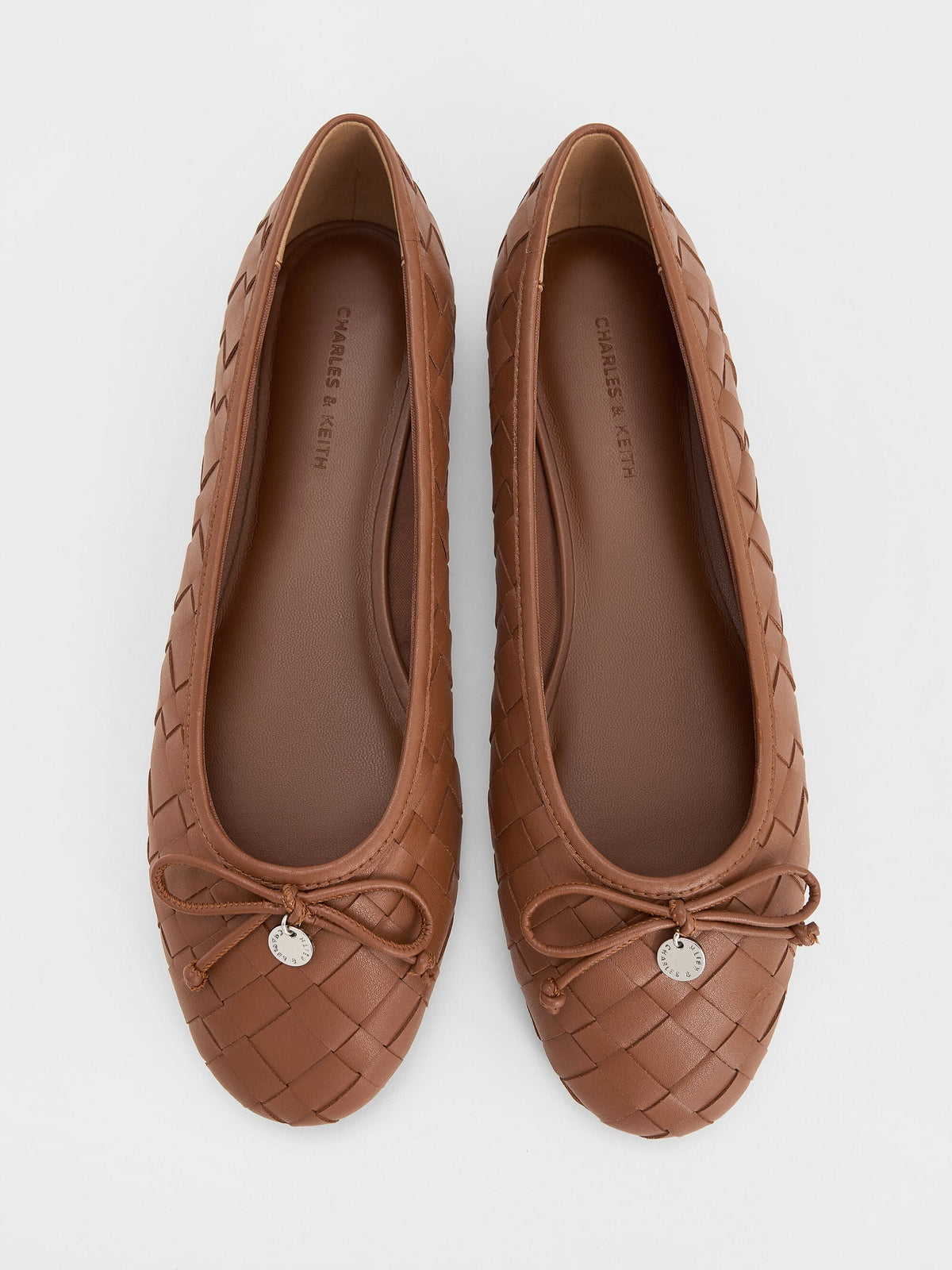 Ivette Woven Bow Ballet Flats - Brown | CHARLES & KEITH