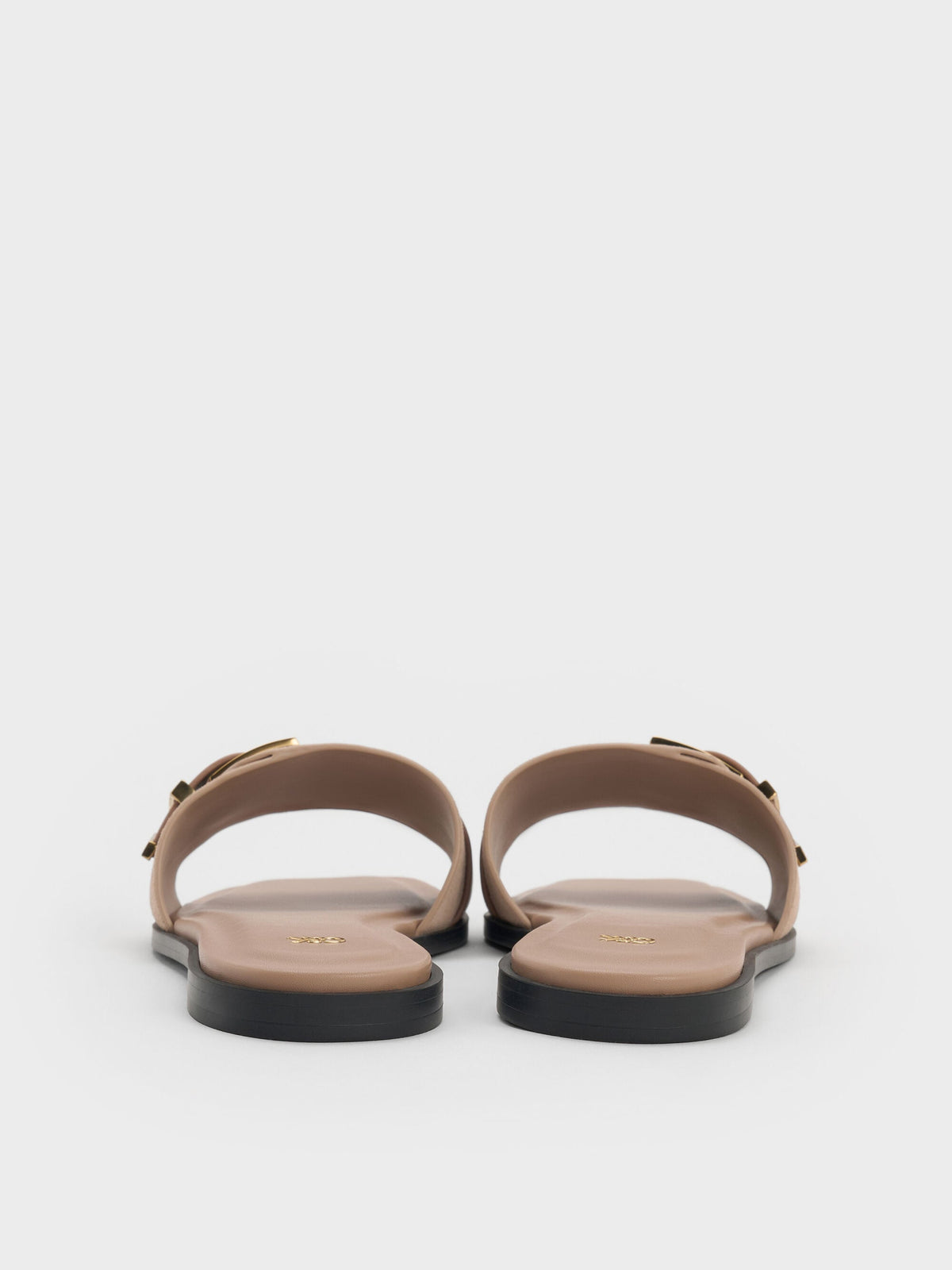 Whitney Suede & Leather Slide Sandals - Taupe | CHARLES & KEITH
