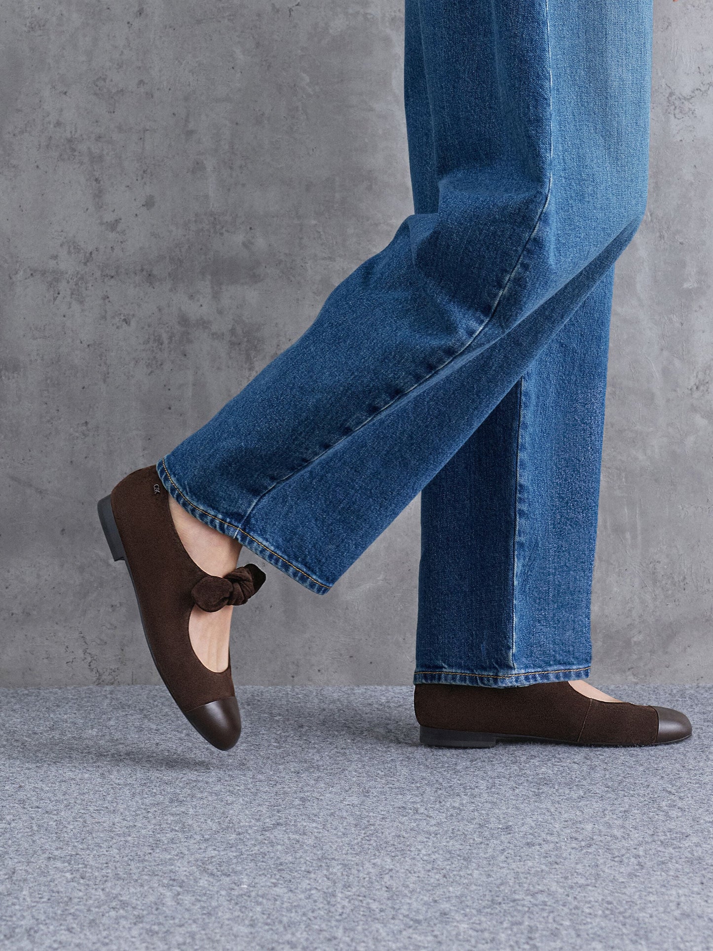 Suede & Leather Mary Janes - Dark Brown Textured | CHARLES & KEITH