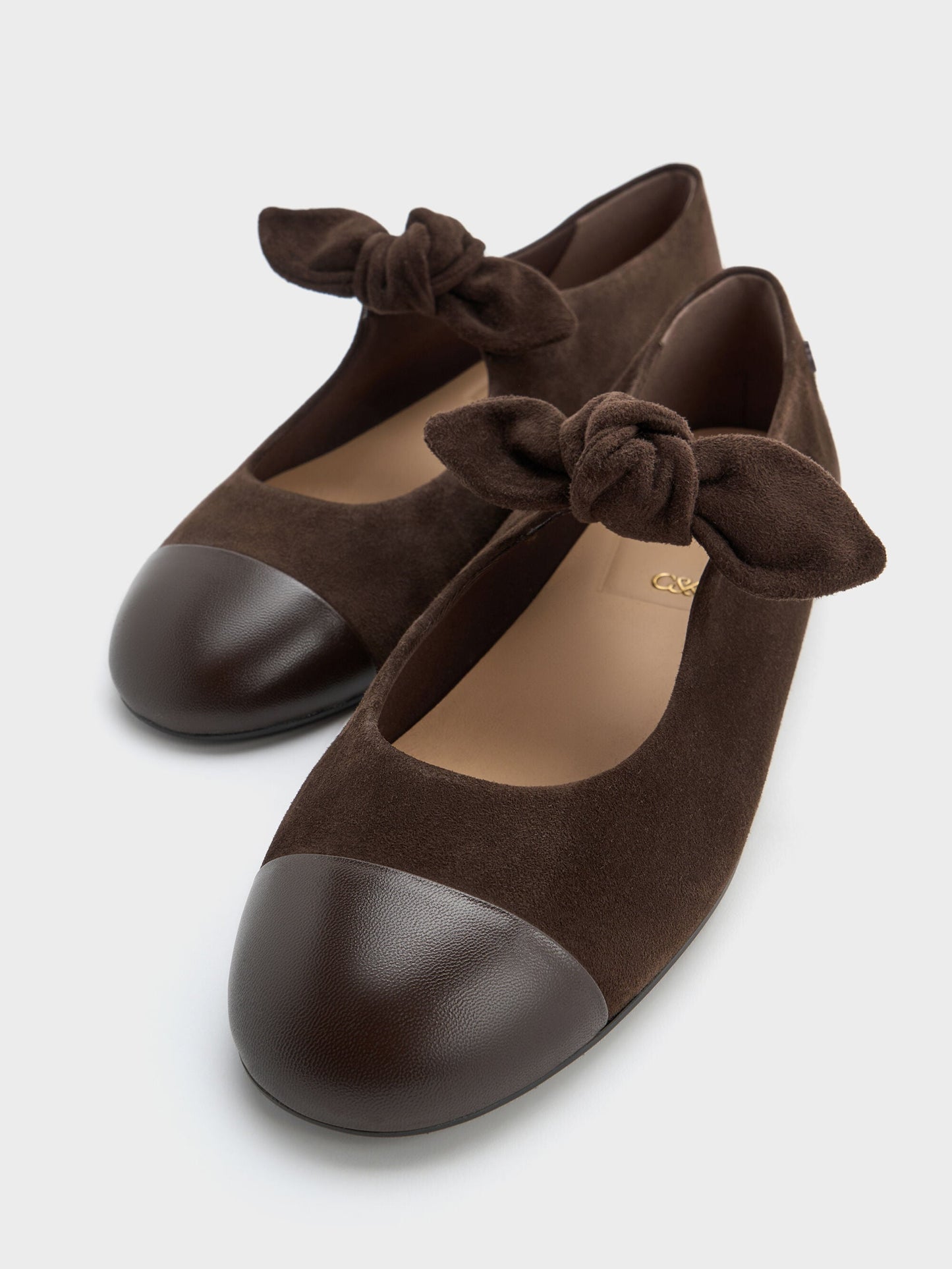 Suede & Leather Mary Janes - Dark Brown Textured | CHARLES & KEITH