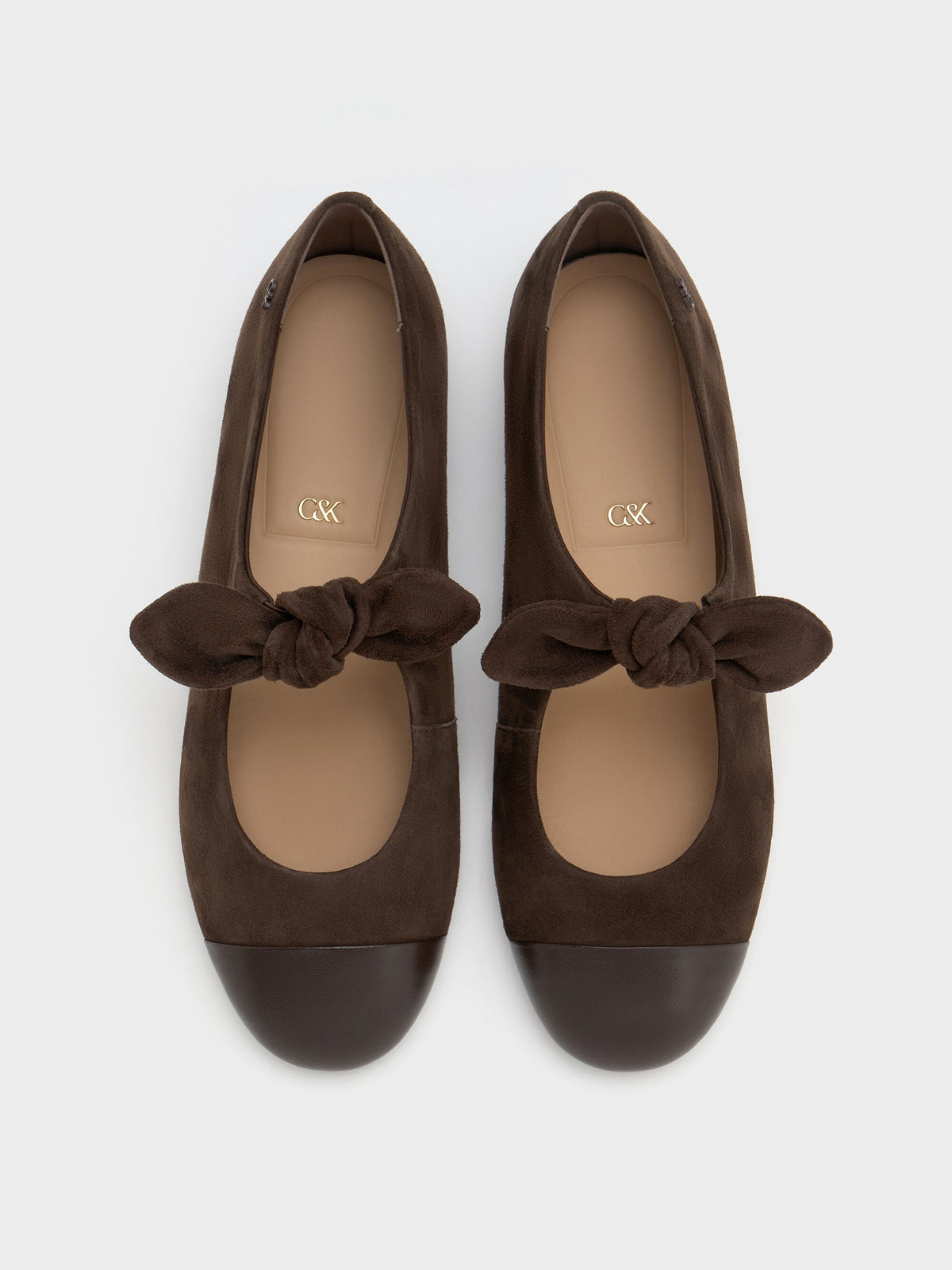 Suede & Leather Mary Janes - Dark Brown Textured | CHARLES & KEITH