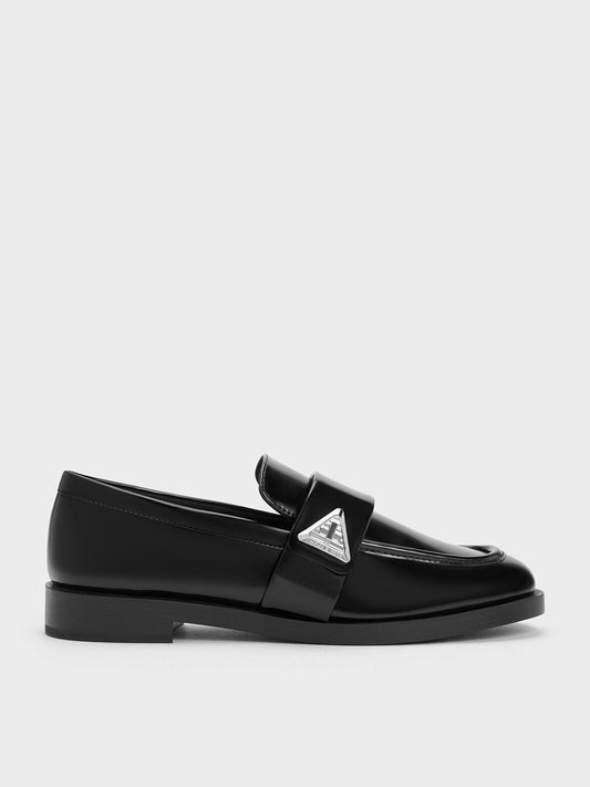 Trice Metallic Accent Loafers - Black Box | CHARLES & KEITH