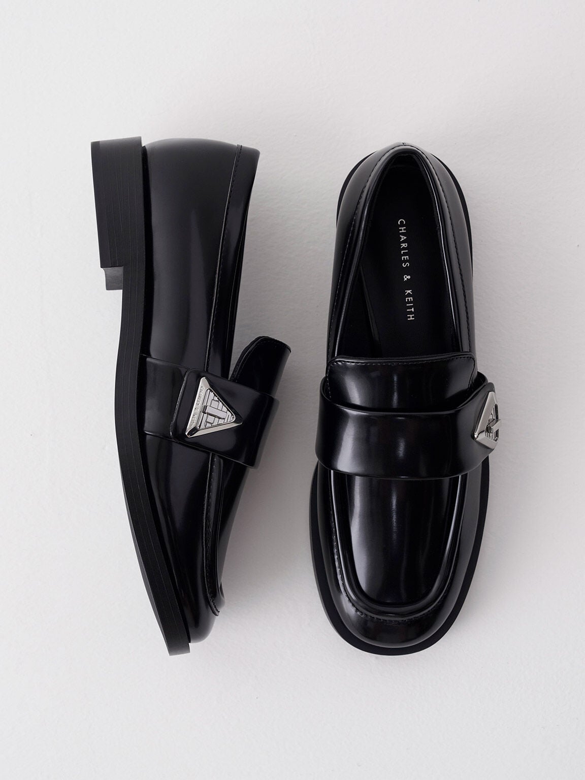 Trice Metallic Accent Loafers - Black Box | CHARLES & KEITH