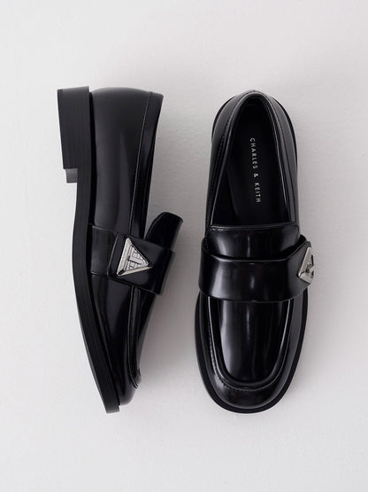 Trice Metallic Accent Loafers - Black Box | CHARLES & KEITH
