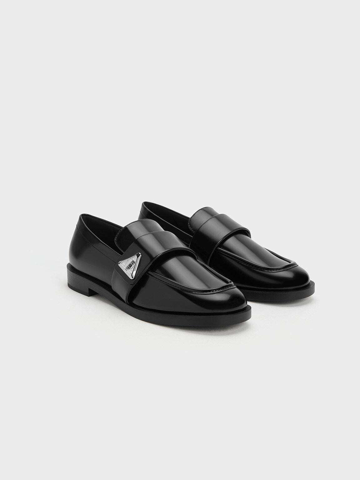 Trice Metallic Accent Loafers - Black Box | CHARLES & KEITH
