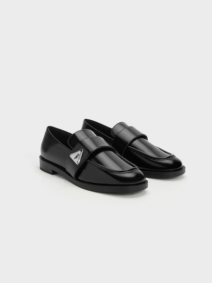Trice Metallic Accent Loafers - Black Box | CHARLES & KEITH